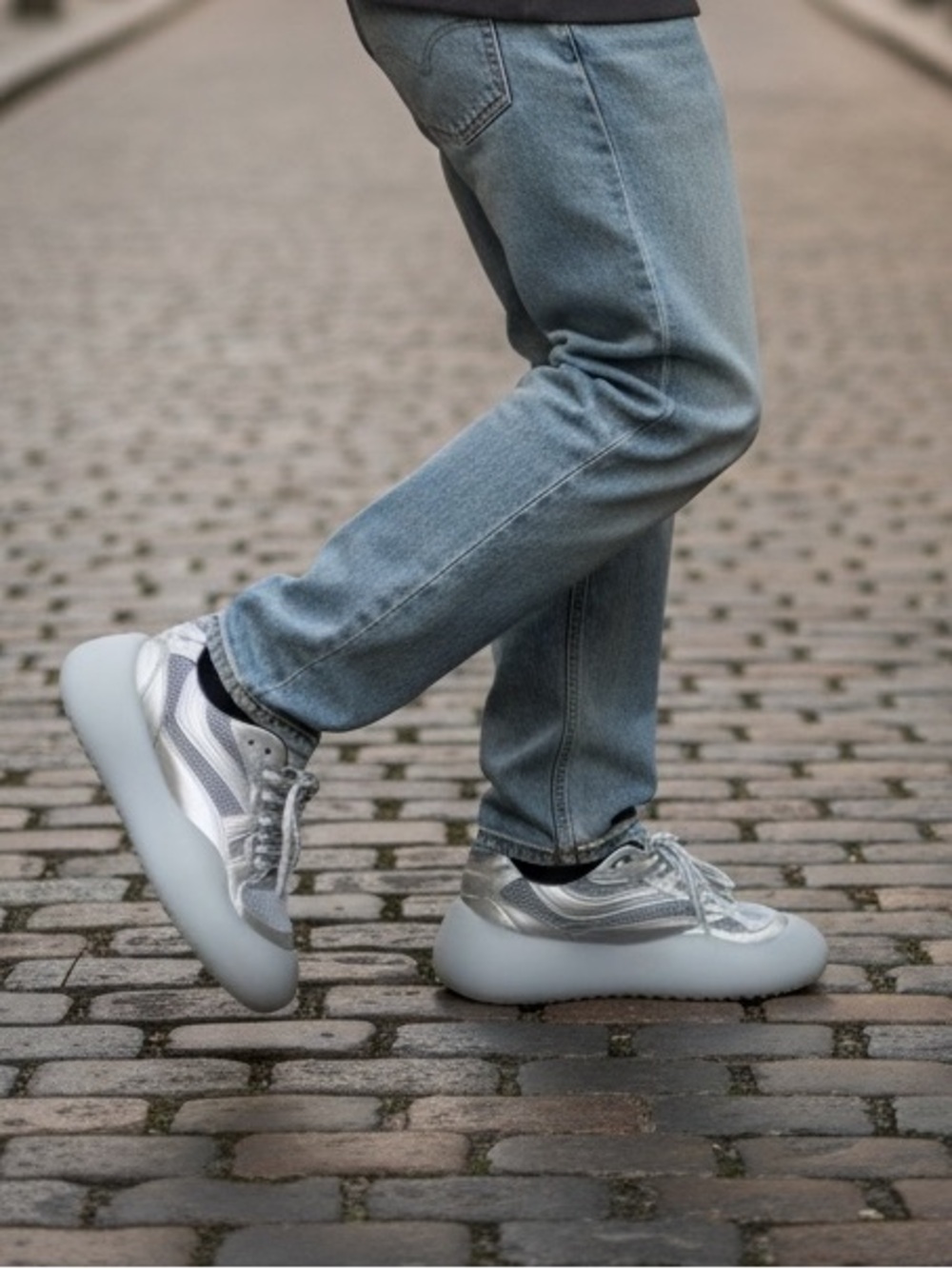 JW ANDERSON Silver and Gray Athletic Sneakers